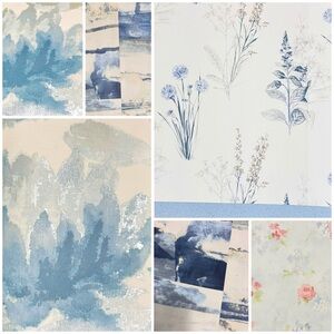 NEW 10 Large Blue Hue Themed Bundle of Assorted Crafts Wallpaper Sample Sheets